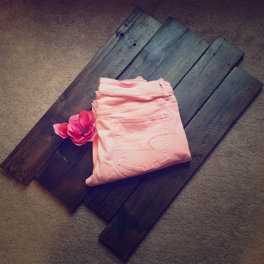 Salmon pink stretchy  American Eagle jeans